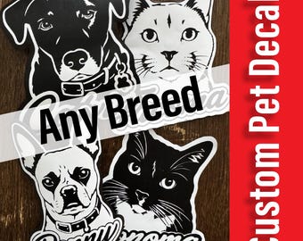 Custom Pet Vinyl Decal, Personalized Portrait Sticker, Any Breed Car Window