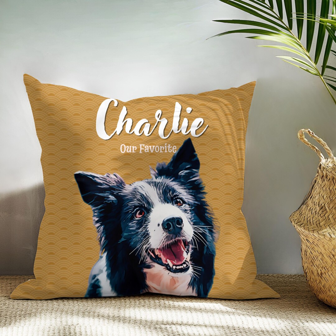 Personalized Pet Pillow, Custom Dog Photo Cushion, Cat Portrait Pillow ...