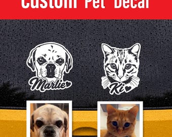 Custom Pet Vinyl Decal, Personalized Dog Cat Sticker From Photo