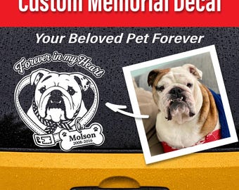 Custom Pet Memorial Decal, Personalized Dog Portrait, Waterproof Vinyl Sticker
