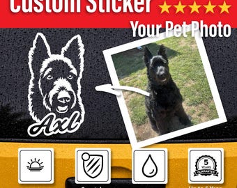Custom Pet Portrait Vinyl Sticker, Personalized Dog Car Decal