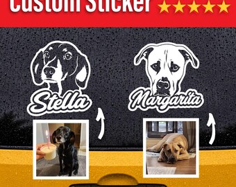 Custom Pet Vinyl Decal, Personalized Dog Cat Portrait Sticker