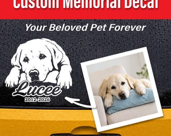 Custom Pet Memorial Decal, Personalized Dog Portrait, Waterproof Vinyl Sticker
