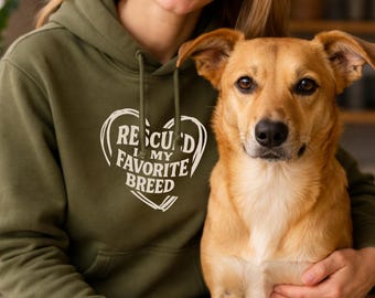 「Rescued is My Favorite Breed」パーカー、動物救助ギフト