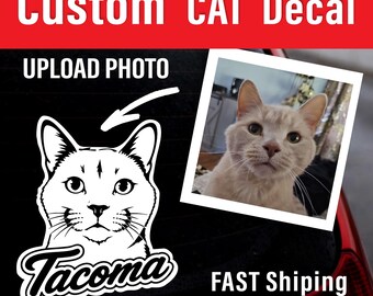 Custom Cat Photo Vinyl Decal, Personalized Pet Portrait Sticker, Waterproof Car Window Laptop Tumbler