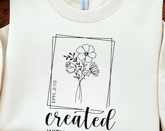 Created With A Purpose SVG PNG, Bible Verse Floral Design (Digital Download)