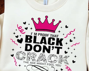 Black Don't Crack SVG PNG, I'm Proof The Age Might Fool You , Black History Month , Girl Magic Cut File Cricut, Instant Download