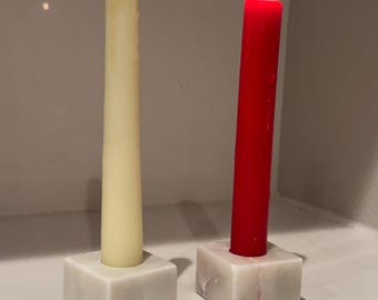 Modern Marble Taper Candle Holder – Minimalist Square Candlestick for Dining Table