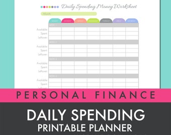 Budget Worksheet for people who hate budgets - Daily Spending Money Calculator Worksheet - Printable PDF INSTANT DOWNLOAD