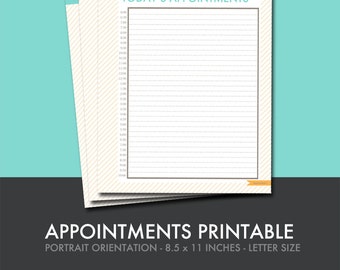 Appointments Printable - Daily - Printable Planner Insert - Digital PDF - Letter Size - 8.5 x 11 inches - Business Planner