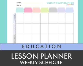 Weekly Lesson Planner - Student Schedule - Printable PDF - INSTANT DOWNLOAD