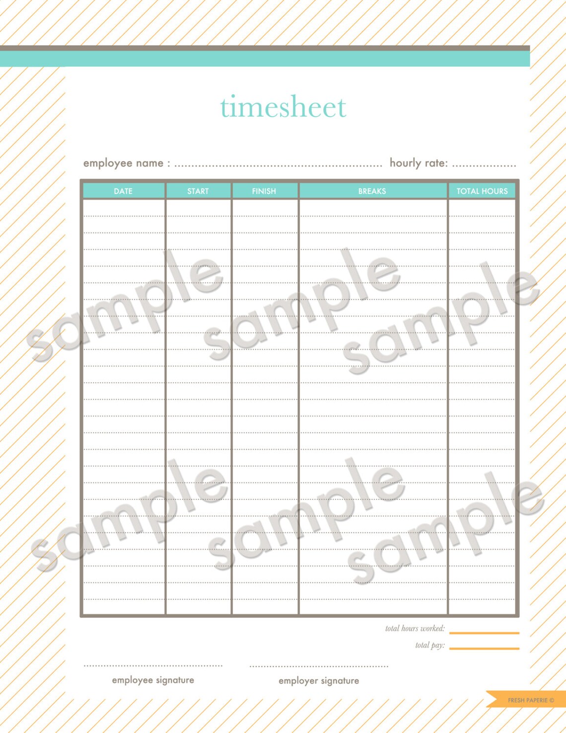 Timesheet Printable Small Business Planner PDF Letter Size - Etsy