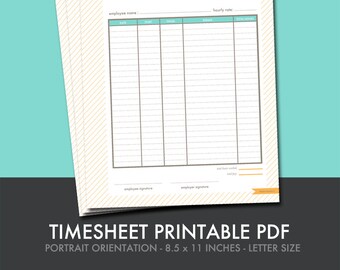 Timesheet Printable - Small Business Planner - PDF - Letter Size