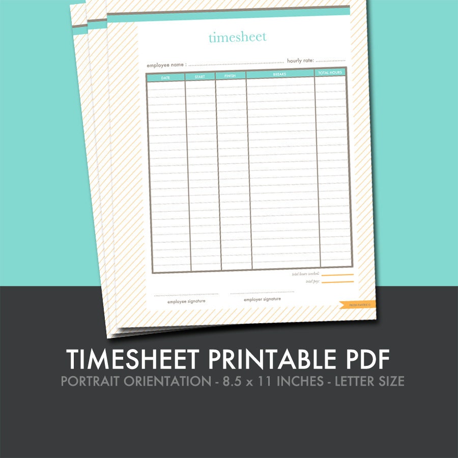 Timesheet Printable Small Business Planner PDF Letter Size - Etsy