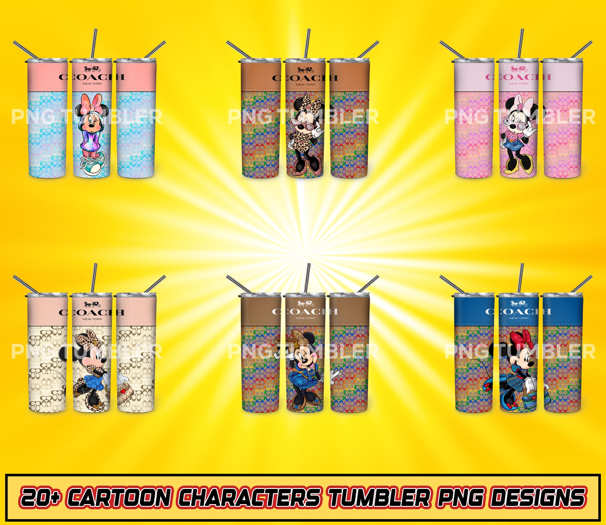 20+ Cartoon Skinny 20 Oz Tumbler Sublimation Design PNG - Movie ...