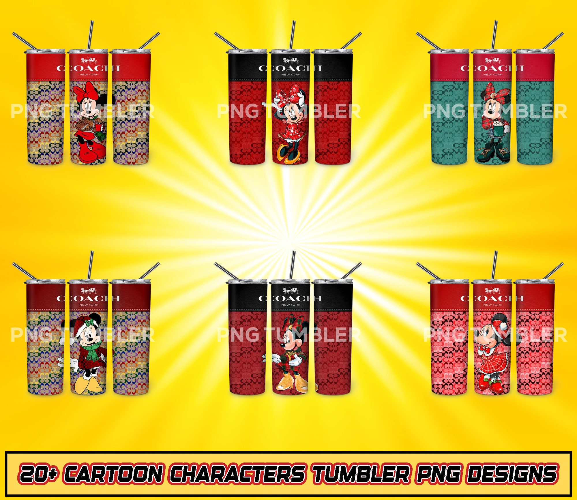 20+ Cartoon Skinny 20 Oz Tumbler Sublimation Design PNG - Movie ...