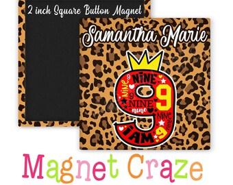 Custom 2 Inch Square Magnets - Birthday Numbers - Birthday Favors - Personalized - Cute