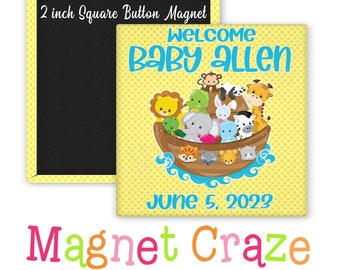 NOAH'S ARK - Baby Shower - Custom 2 Inch Square Magnets - Gifts - Keepsakes- Baby Showers - Personalized