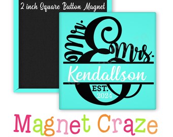 Custom 2 Inch Square Magnets - Fancy Monogram - Wedding Favors - Personalized