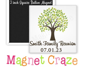 Custom 2 Inch Square Magnets - Family Reunions  - Keepsakes - Personalized