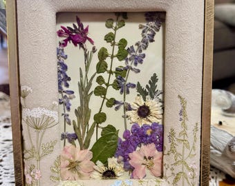 Handmade Dried Floral Frame, Real floral art, Cottage Core Wall Decor