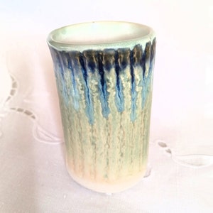 Bathroom Glass, Small Cylindrical Pottery Vase image 5