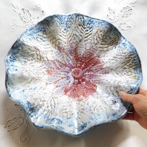 Serving Bowl, 15.75 inch Diameter, Deeply Textured with Fluted Rim image 4