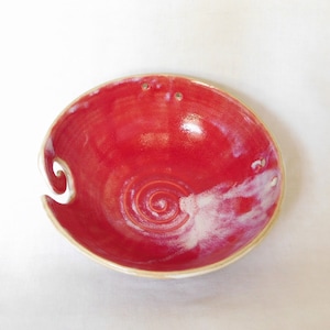 Bright Red Ceramic Yarn Bowl or Knitting Bowl, Knitting Yarn Holder or Crochet Bowl