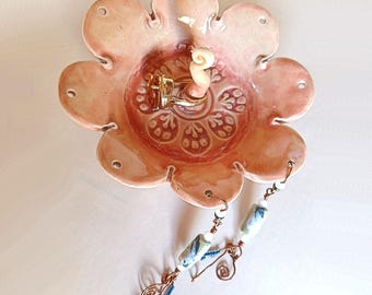 Flower Ring Dish and Jewelry Organizer in Orange Cream