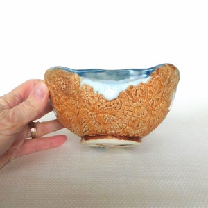 Hand-built Bowl, Single Serving Size in Blues and Terracotta image 2