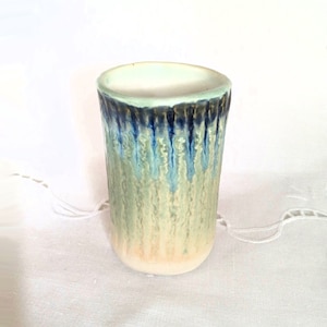 Bathroom Glass, Small Cylindrical Pottery Vase image 1