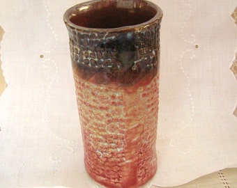 Rustic Pottery Vase in Red and Black