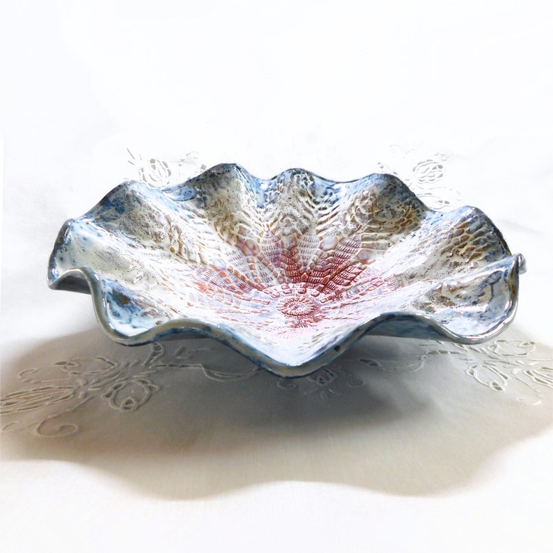 Serving Bowl, 15.75 inch Diameter, Deeply Textured with Fluted Rim image 2