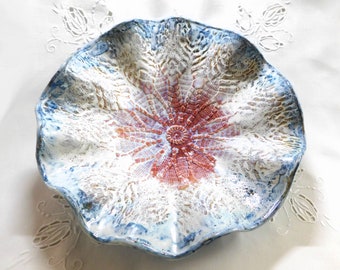 Serving Bowl, 15.75 inch Diameter, Deeply Textured with Fluted Rim