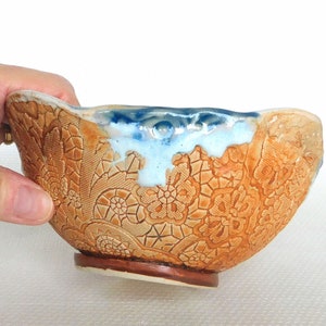 Hand-built Bowl, Single Serving Size in Blues and Terracotta image 4