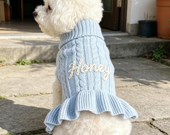 Custom Name Ruffled Jumepr for Dog, Personalized Pet Skirt with Ruffled, Clothing for Outdoor Walks, Dog Social Outfit, Dog Gift