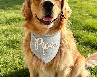 Custom Puppy Name Scarf, Personalized Name Dog Banadanas, Custom Dog Bandana with Embroidered Name, Pet Gifts, Dog Lovers Gift