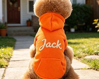 Custom Name Pocket Hoodie for Dog, Personalized Pet Sweatshirt, Doggy Outdoor Clothing, Personalized Puppy Gifts, Dog Lovers Gift