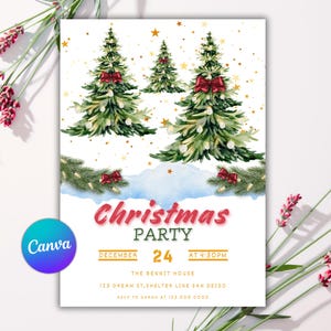 Editable Christmas Party Invitation Template (Digital Download) image 1