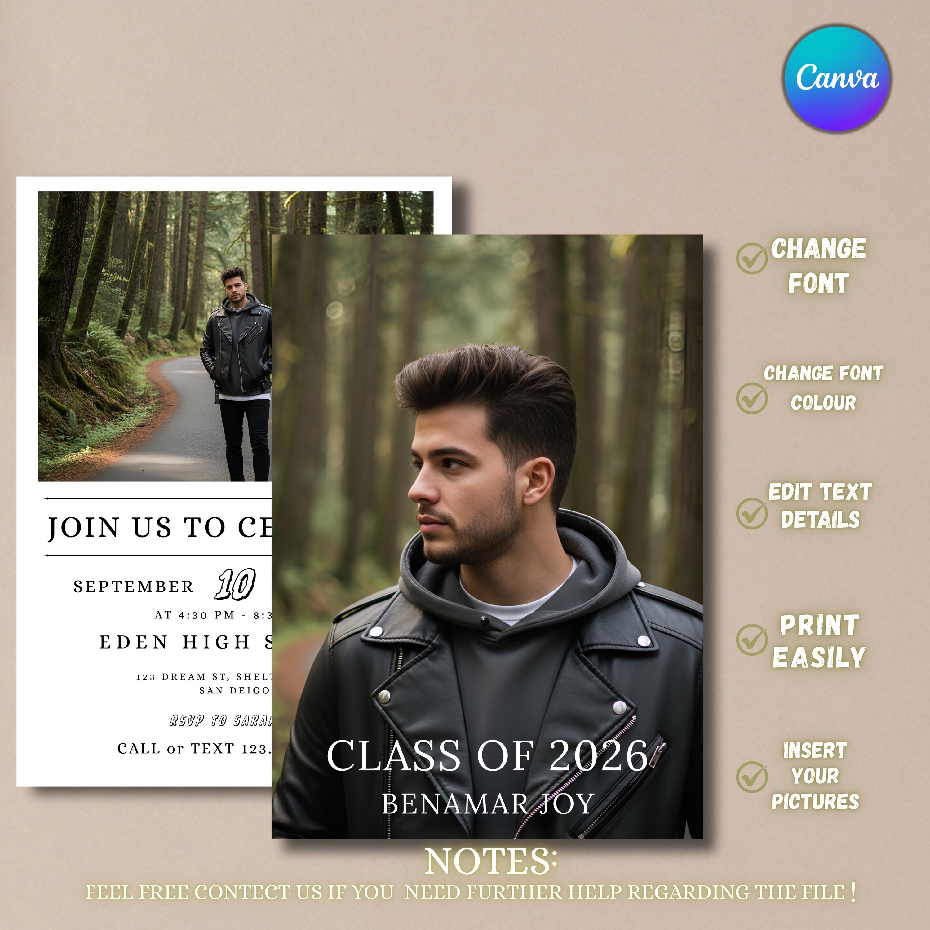 Class of 2026 Graduation Party Invitation, Blue Announcement (digital ...