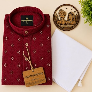Conjunto de pijama kurta bordado para hombre, de algodón puro con lentejuelas, ideal para festivales y bodas tradicionales de la India.