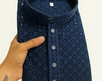 Men’s Sequin Work Embroidered Kurta – Traditional Festive & Ethnic Wear