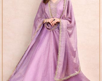 Lavender Anarkali Dress for Women with Dupatta | Embroidered Indian Ethnic Gown | Festive Wedding & Party Wear Outfit