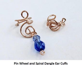 Pin Wheel and Spiral Ear Cuffs