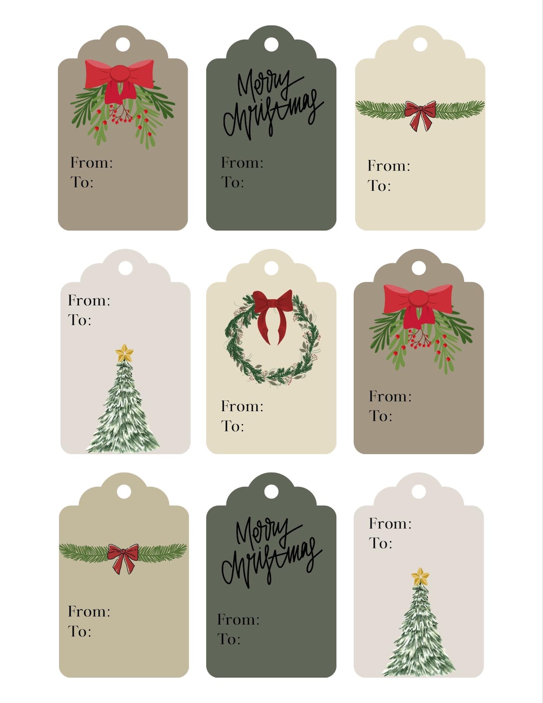 Green Christmas Gift Tags - Etsy