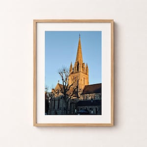 London Church Spire Print, Gothic Architecture Wall Art, UK Travel Photography, Digital Download