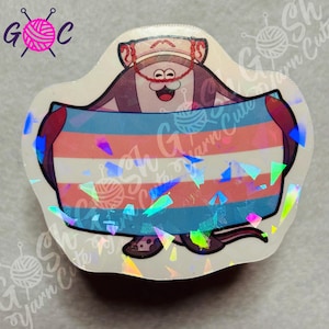 Big Man Trans Game Fan Art Geometric Holographic Sticker