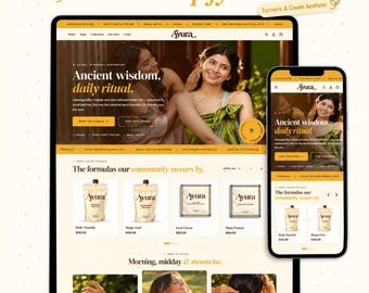 Shopify-Website-Vorlage für Wellness | Ayura OS 2.0 | Ayurveda-Kräuter-Shopify-Theme | Shopify-Theme in Goldbraun und Erdtönen | Shopify-Shop-Theme