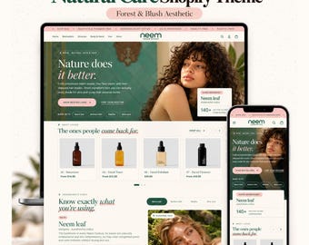 Shopify-Theme für natürliche Hautpflege | Neem OS 2.0 | Shopify-Theme „Natural“ | Shopify-Theme „Rosa Waldgrüne Seife für Haare“ | Shopify-Shop-Theme