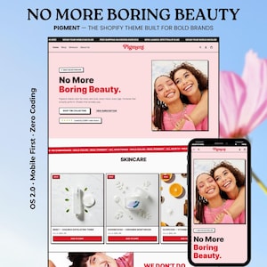 Shopify Theme Makeup Beauty | Pigment OS 2.0 | Bold High Converting Ecommerce Template
